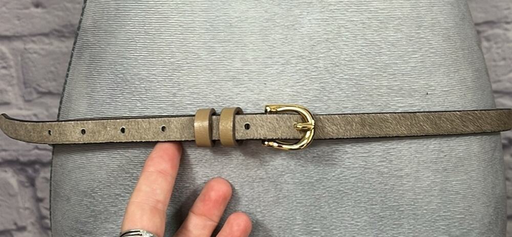 LOFT Brown and Gold Calf Hide Belt with Classic Buckle